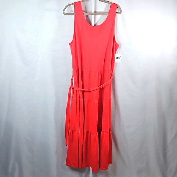 Falls Creek Coral Tiered Maxi Dress Size 1X NWT - Picture 1 of 10